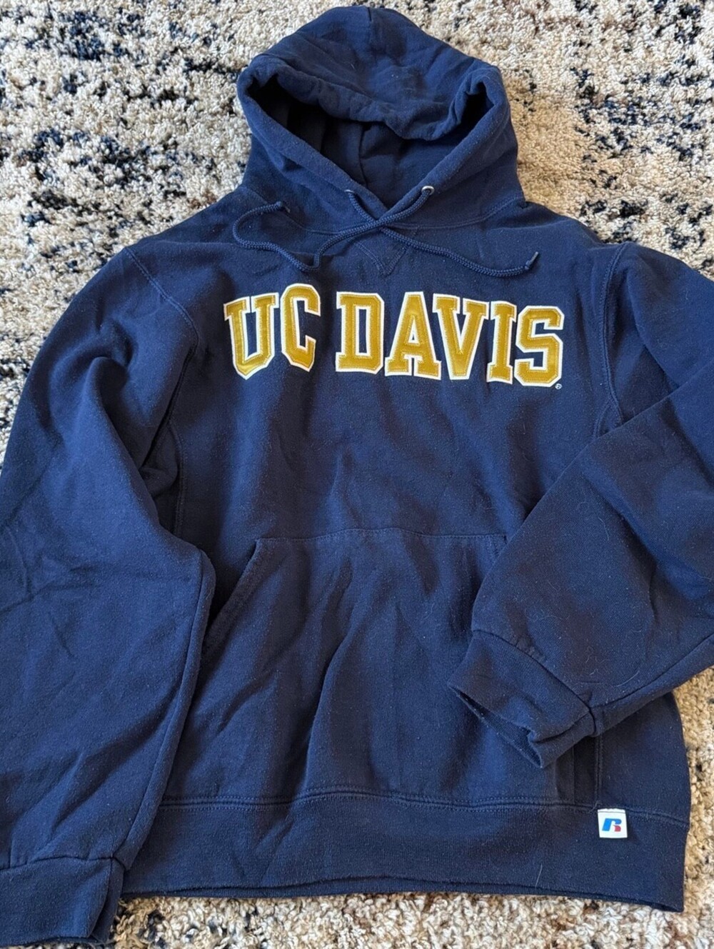 Vintage Russell Athletic UC Davis Navy Pullover Hoodie S